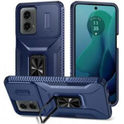 Motorola Moto G 5G 2024 Complete Magnetic Metal Ring Stand Camera Protection Hybrid - Blue