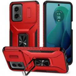 Motorola Moto G 5G 2024 Complete Magnetic Metal Ring Stand Camera Protection Hybrid - Red