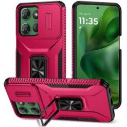 Moto G Power 2026/2025 Complete Magnetic Metal Ring Stand Camera Protection Hybrid - Hot Pink