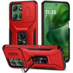 Moto G Power 2026/2025 Complete Magnetic Metal Ring Stand Camera Protection Hybrid - Red