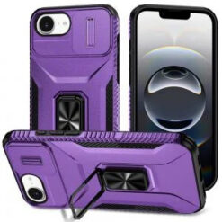 iPhone 17E / 16E / SE4 Complete Magnetic Metal Ring Stand Camera Protection Hybrid - Purple
