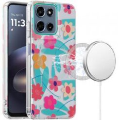 Moto G 5G 2025/2026 / G PLAY 2026 Double layers IMD case with magsafe - Pastel Floral Blue