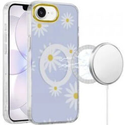 iPhone 16E (E edition) / SE4 (2025) Double Layer Design IMD TPU Case - Sky Blue Daisy