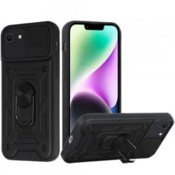 iPhone 17E / 16E / SE4 ELITE Camera Push Magnetic Ring Stand Hybrid - Black