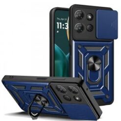 Moto G Stylus 5G 2026/2025 ELITE Camera Push Magnetic Ring Stand Hybrid Case Cover - Blue