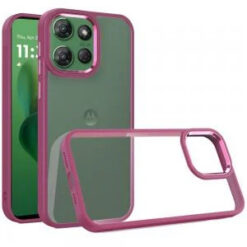 Moto G Power 2026/2025 Finest Transparent Thick Acrylic Hybrid Metal Buttons Cover Case - Burgun