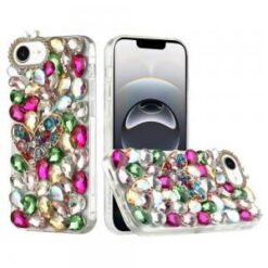 iPhone 17E / 16E / SE4 Full Diamond with Ornaments Hard TPU Case Cover - Colorful Ornaments with