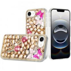 iPhone 17E / 16E / SE4 Full Diamond with Ornaments Case Cover - Gold Exquisite Garden