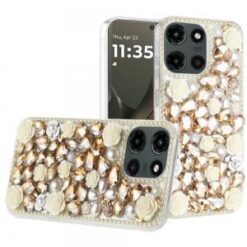 Motorola Edge 2025 Rose Flower Full Diamond Bling Stones - Yellow