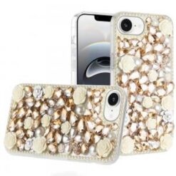 iPhone 17E / 16E / SE4 Rose Flower Full Diamond Bling Stones - Yellow
