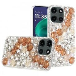Moto G Stylus 5G 2026/2025 Rose Flower Full Diamond Bling Stones - Gold