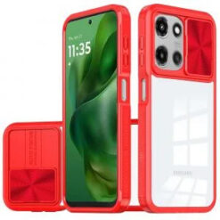 Moto G Power 2026/2025 Fusion Transparent Clear Hybrid Case Cover - Red