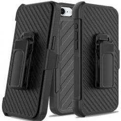 iPhone 17E / 16E / SE4 Noble lined shockproof dual layer hybrid with Holster - Black/Black