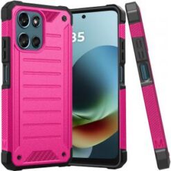 Moto G 5G 2025/2026 / G PLAY 2026 Premium Tough Lined Design Hybrid Case Cover - Hot Pink