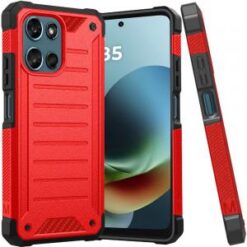 Moto G 5G 2025/2026 / G PLAY 2026 Premium Tough Lined Design Hybrid Case Cover - Red
