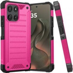Motorola Moto Edge 2026 Premium Tough Lined Design Hybrid Case Cover - Hot Pink