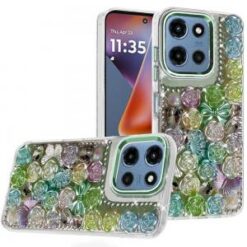 Moto G 5G 2025/2026 - G Play 2026 - Muti-Color Floral Bling Stones Ornaments Case - Green