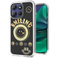 Moto G Stylus 5G 2026/2025 Smiling Glitter Ornament Bling With Ring Stand Hybrid Case Cover - Bl