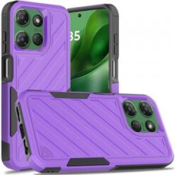 Moto G Power 2026/2025 Noble lined shockproof dual layer hybrid - Dark Purple/Black