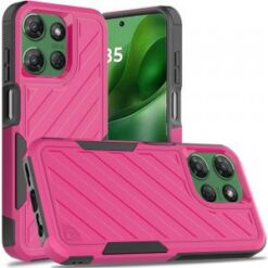 Moto G Power 2026/2025 Noble lined shockproof dual layer hybrid - Hot Pink/Black