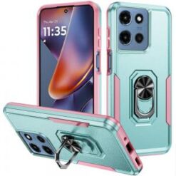 Moto G 5G 2025/2026 - G Play 2026 - Tough Hybrid With Ring Stand Case - Teal/Pink