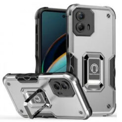 Motorola Moto G 5G 2024 OPTIMUM Magnetic Ring Stand Hybrid Case Cover - Silver