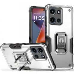 Moto G 5G 2025/2026 - G Play 2026 - OPTIMUM Magnetic Ring Stand Hybrid Case Cover - Silver