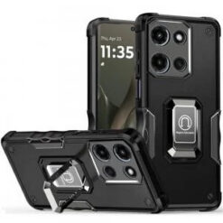 Motorola Edge 2025 OPTIMUM Magnetic Ring Stand Hybrid Case Cover - Black