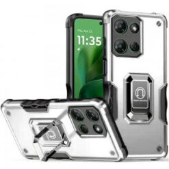 Moto G Power 2026/2025 OPTIMUM Magnetic Ring Stand Hybrid Case Cover - Silver