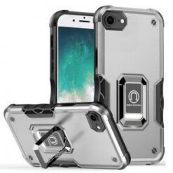 iPhone 17E / 16E / SE4 OPTIMUM Magnetic Ring Stand Hybrid Case Cover - Silver