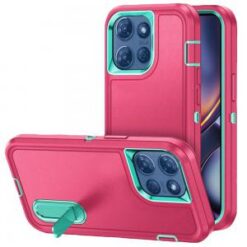 Moto G 5G 2025/2026 - G Play 2026 - PEAK 3in1 Toughest Hybrid with Stand Cover Case - Teal/Hot P