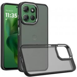 Moto G Power 2026/2025 Polished Oil Thick Acrylic Metal Button Hybrid Case Cover - Black