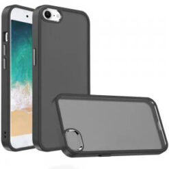 iPhone 17E / 16E / SE4 Polished Oil Thick Acrylic Metal Button Hybrid Case Cover - Black