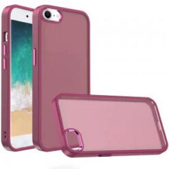 iPhone 17E / 16E / SE4 Polished Oil Thick Acrylic Metal Button Hybrid Case Cover - Burgundy