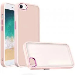 iPhone 17E / 16E / SE4 Polished Oil Thick Acrylic Metal Button Hybrid Case Cover - Light Pink