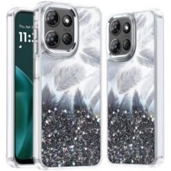 Moto G Stylus 5G 2026/2025 Epoxy Glitter Shimmer [Magnetic Circle] Hybrid Case - Black
