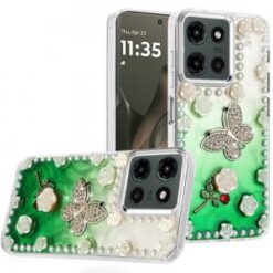 Motorola Edge 2025 Pearls Epoxy Glitter Ornaments Design Chrome Edged Case - 6
