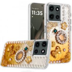 Motorola Edge 2025 Pearls Epoxy Glitter Ornaments Design Chrome Edged Case - 8