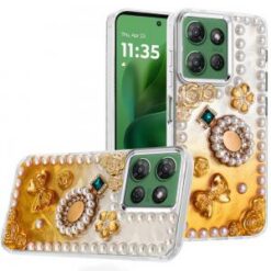 Moto G Power 2026/2025 Pearls Epoxy Glitter Ornaments Design Chrome Edged Case - 8