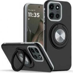 Motorola Edge 2025 Metal CD Pattern Matte Finished Hybrid with Rotational Ring [Car Mount Friend