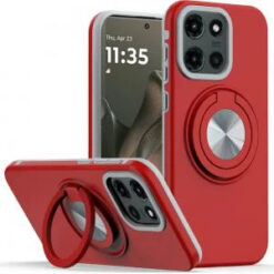Motorola Edge 2025 Metal CD Pattern Matte Finished Hybrid with Rotational Ring [Car Mount Friend