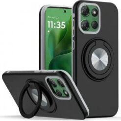 Moto G Power 2026/2025 Metal CD Pattern Matte Finished Hybrid with Rotational Ring [Car Mount Fr