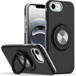 iPhone 17E / 16E / SE4 Metal CD Pattern Matte Finished Hybrid with Rotational Ring [Car Mount Fr