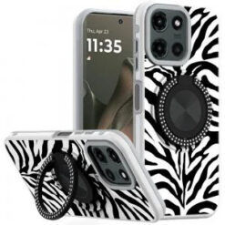 Motorola Edge 2025 Metal Diamond CD Pattern Design Matte Finished Hybrid with Rotational Ring [C