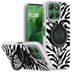 Moto G Power 2026/2025 Metal Diamond CD Pattern Design Matte Finished Hybrid with Rotational Rin