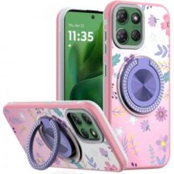 Moto G Power 2026/2025 Metal Diamond CD Pattern Design Matte Finished Hybrid with Rotational Rin
