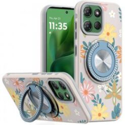 Moto G Power 2026/2025 Metal Diamond CD Pattern Design Matte Finished Hybrid with Rotational Rin