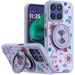 Moto G Stylus 5G 2026/2025 Metal Diamond CD Pattern Design Matte Finished Hybrid with Rotational