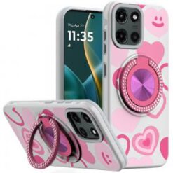 Moto G Stylus 5G 2026/2025 Metal Diamond CD Pattern Design Matte Finished Hybrid with Rotational