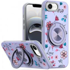 iPhone 17E / 16E / SE4 Metal Diamond CD Pattern Design Matte Finished Hybrid with Rotational Rin